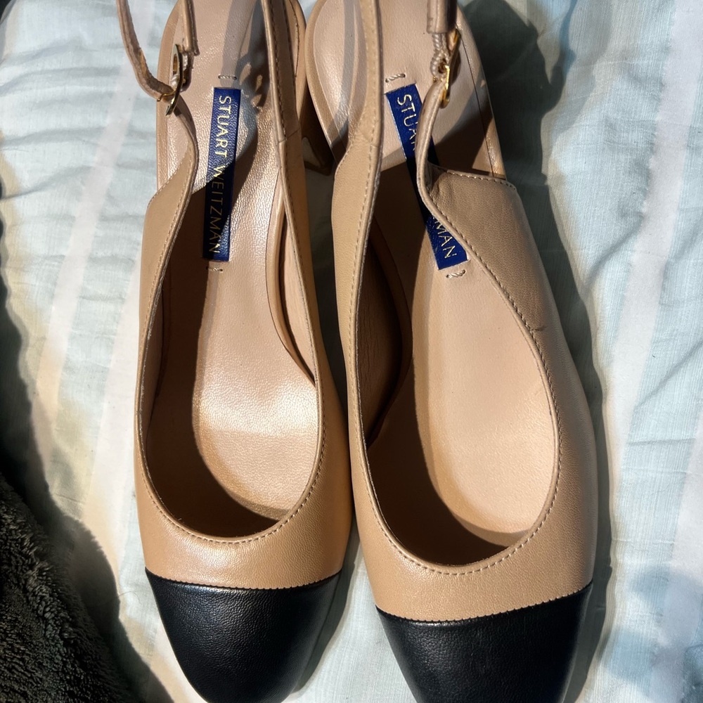 Stuart Weitzman Loraine leather slinging pumps